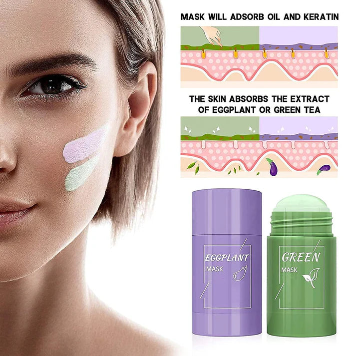 FaceMasks,4pcs Green Tea Mask Stick, Green Cleansing Tea Clay Mask Stick For Face Blackheads